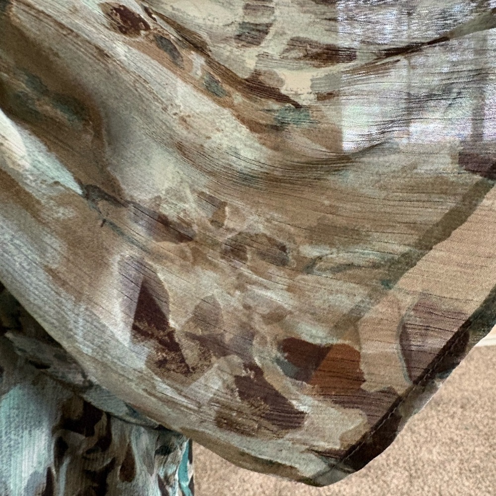 Soft Surroundings Breezy Brown & Green Short Sleeve Button Up Top Size Medium - Picture 6 of 11